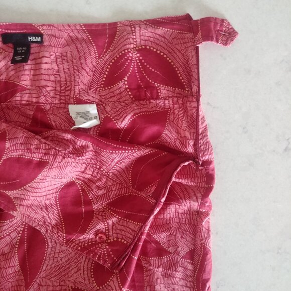100% cotton H&M pale red leaf pattern skirt size 10 - Picture 10 of 12